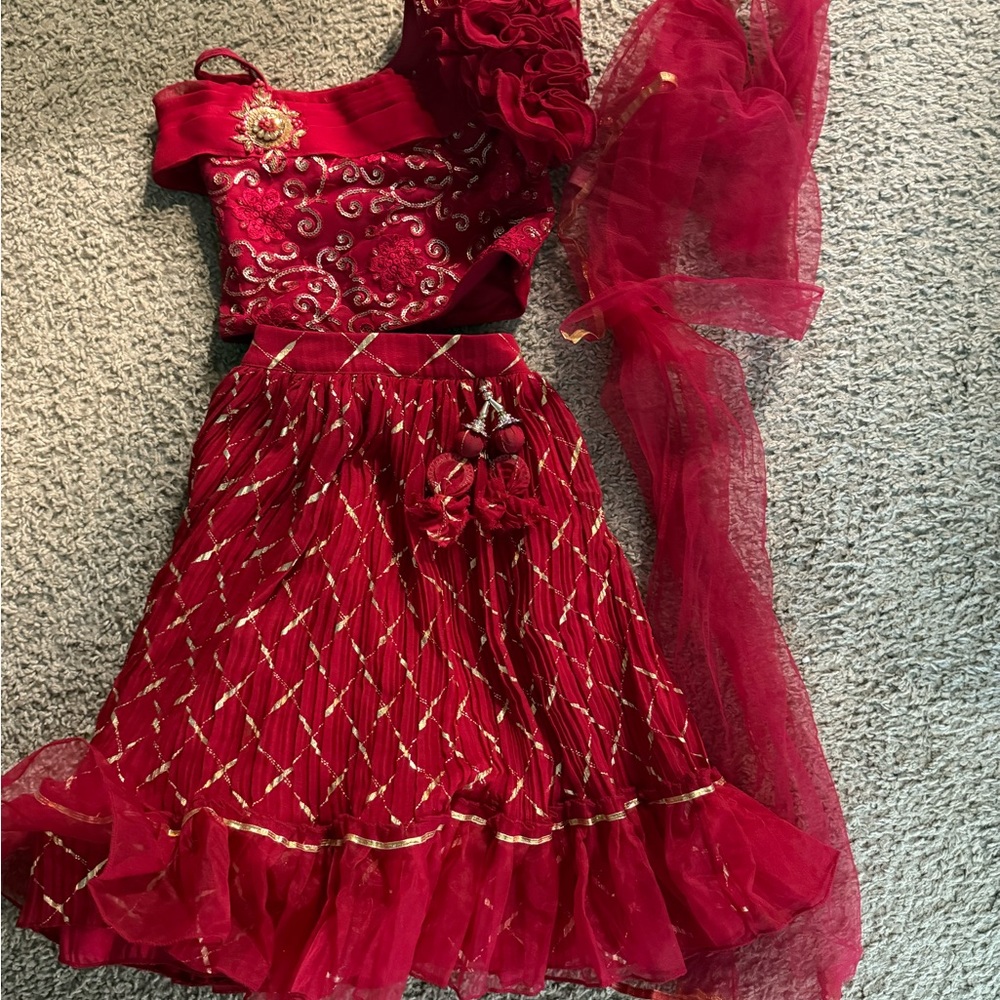 Elegant Red Kids Lehanga